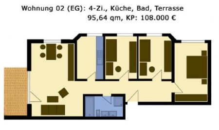 Appartement 2 - 95,6 m2 / 4 kamers